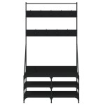vidaXL Suport de haine cu raft de pantofi, negru, 100x40x184 cm vidaXL Suport de haine cu raft de pantofi, negru, 100x40x184 cm