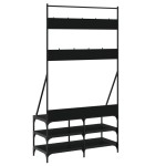 vidaXL Suport de haine cu raft de pantofi, negru, 100x40x184 cm vidaXL Suport de haine cu raft de pantofi, negru, 100x40x184 cm