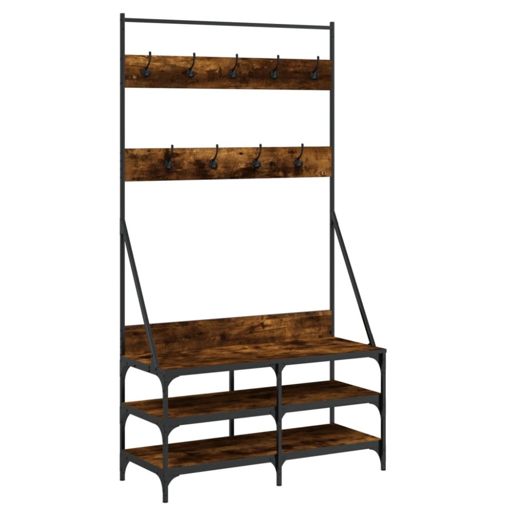 vidaXL Suport de haine cu raft de pantofi stejar fumuriu, 100x40x184cm