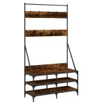 vidaXL Suport de haine cu raft de pantofi stejar fumuriu, 100x40x184cm vidaXL Suport de haine cu raft de pantofi stejar fumuriu, 100x40x184cm