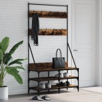 vidaXL Suport de haine cu raft de pantofi stejar fumuriu, 100x40x184cm vidaXL Suport de haine cu raft de pantofi stejar fumuriu, 100x40x184cm