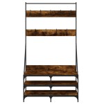 vidaXL Suport de haine cu raft de pantofi stejar fumuriu, 100x40x184cm vidaXL Suport de haine cu raft de pantofi stejar fumuriu, 100x40x184cm