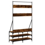 vidaXL Suport de haine cu raft de pantofi stejar fumuriu, 100x40x184cm vidaXL Suport de haine cu raft de pantofi stejar fumuriu, 100x40x184cm