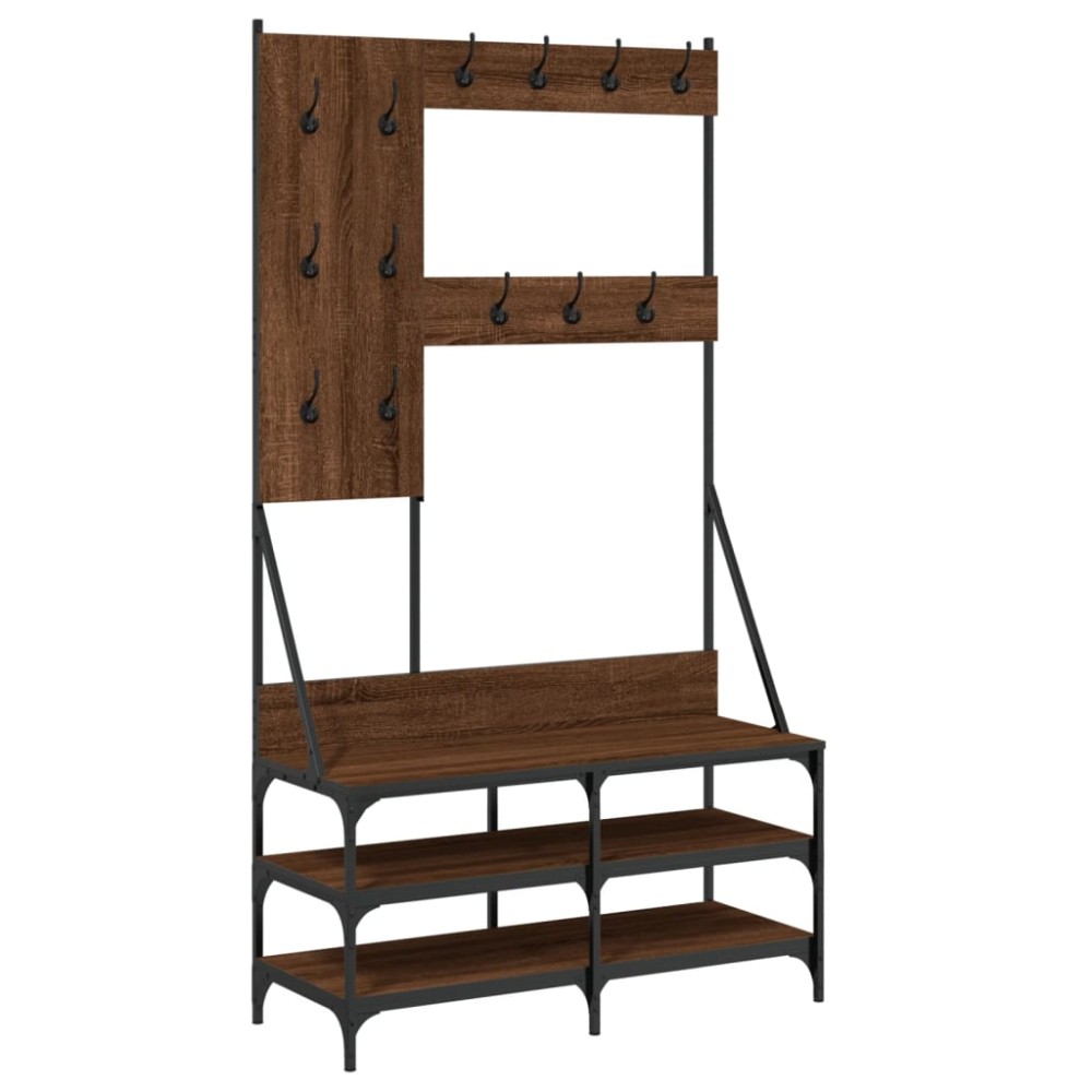 vidaXL Suport de haine cu raft pantofi, stejar maro, 100x40x184 cm