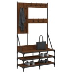 vidaXL Suport de haine cu raft pantofi, stejar maro, 100x40x184 cm vidaXL Suport de haine cu raft pantofi, stejar maro, 100x40x184 cm