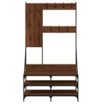 vidaXL Suport de haine cu raft pantofi, stejar maro, 100x40x184 cm vidaXL Suport de haine cu raft pantofi, stejar maro, 100x40x184 cm