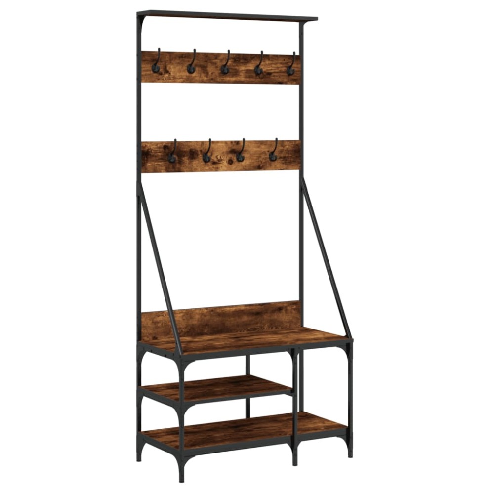 vidaXL Suport de haine cu raft de pantofi stejar fumuriu, 80x40x184 cm