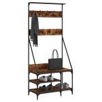 vidaXL Suport de haine cu raft de pantofi stejar fumuriu, 80x40x184 cm vidaXL Suport de haine cu raft de pantofi stejar fumuriu, 80x40x184 cm