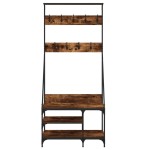 vidaXL Suport de haine cu raft de pantofi stejar fumuriu, 80x40x184 cm vidaXL Suport de haine cu raft de pantofi stejar fumuriu, 80x40x184 cm