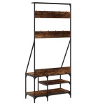 vidaXL Suport de haine cu raft de pantofi stejar fumuriu, 80x40x184 cm vidaXL Suport de haine cu raft de pantofi stejar fumuriu, 80x40x184 cm