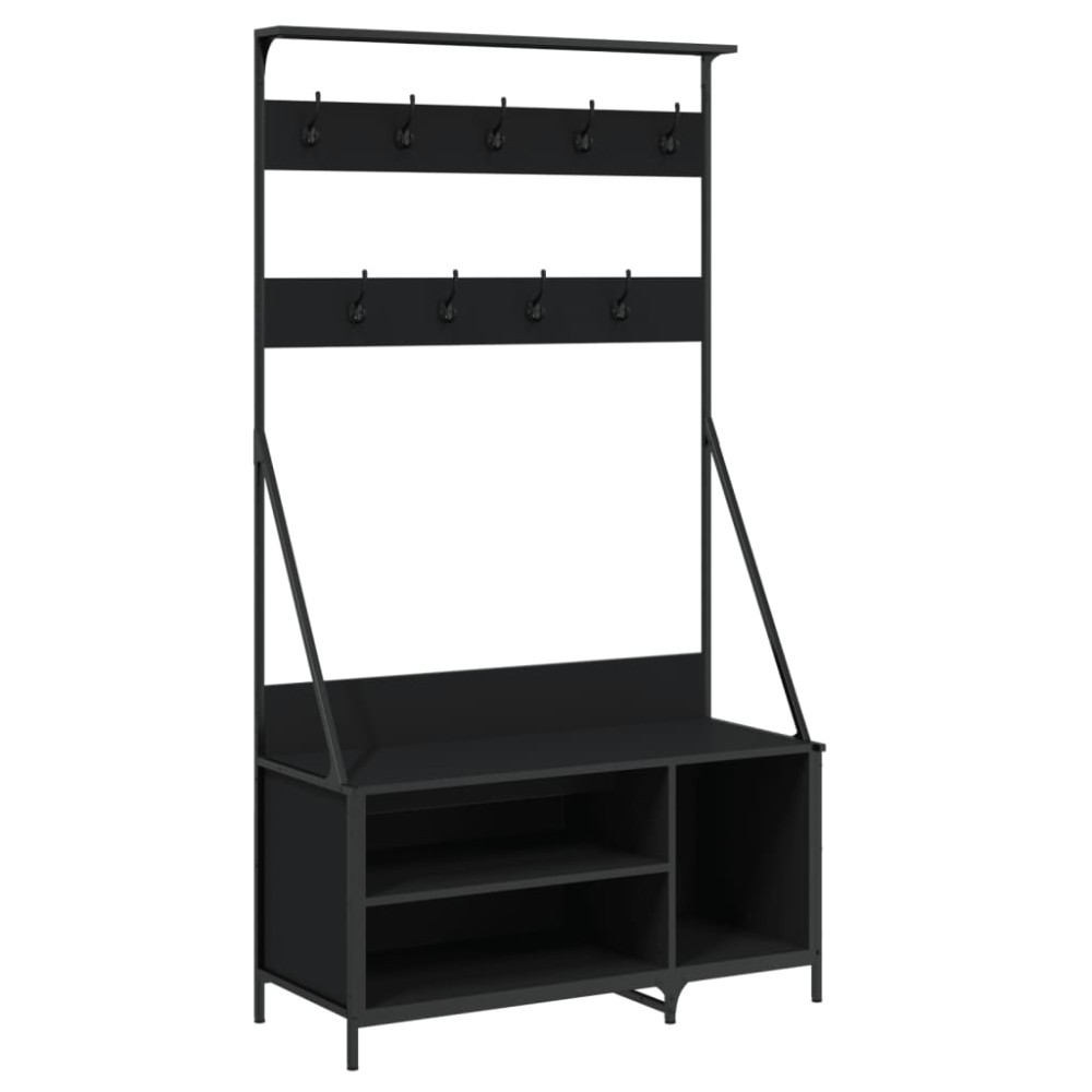 vidaXL Suport de haine cu raft de pantofi, negru, 100x41x184 cm