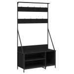 vidaXL Suport de haine cu raft de pantofi, negru, 100x41x184 cm vidaXL Suport de haine cu raft de pantofi, negru, 100x41x184 cm