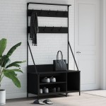 vidaXL Suport de haine cu raft de pantofi, negru, 100x41x184 cm vidaXL Suport de haine cu raft de pantofi, negru, 100x41x184 cm