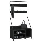 vidaXL Suport de haine cu raft de pantofi, negru, 100x41x184 cm vidaXL Suport de haine cu raft de pantofi, negru, 100x41x184 cm