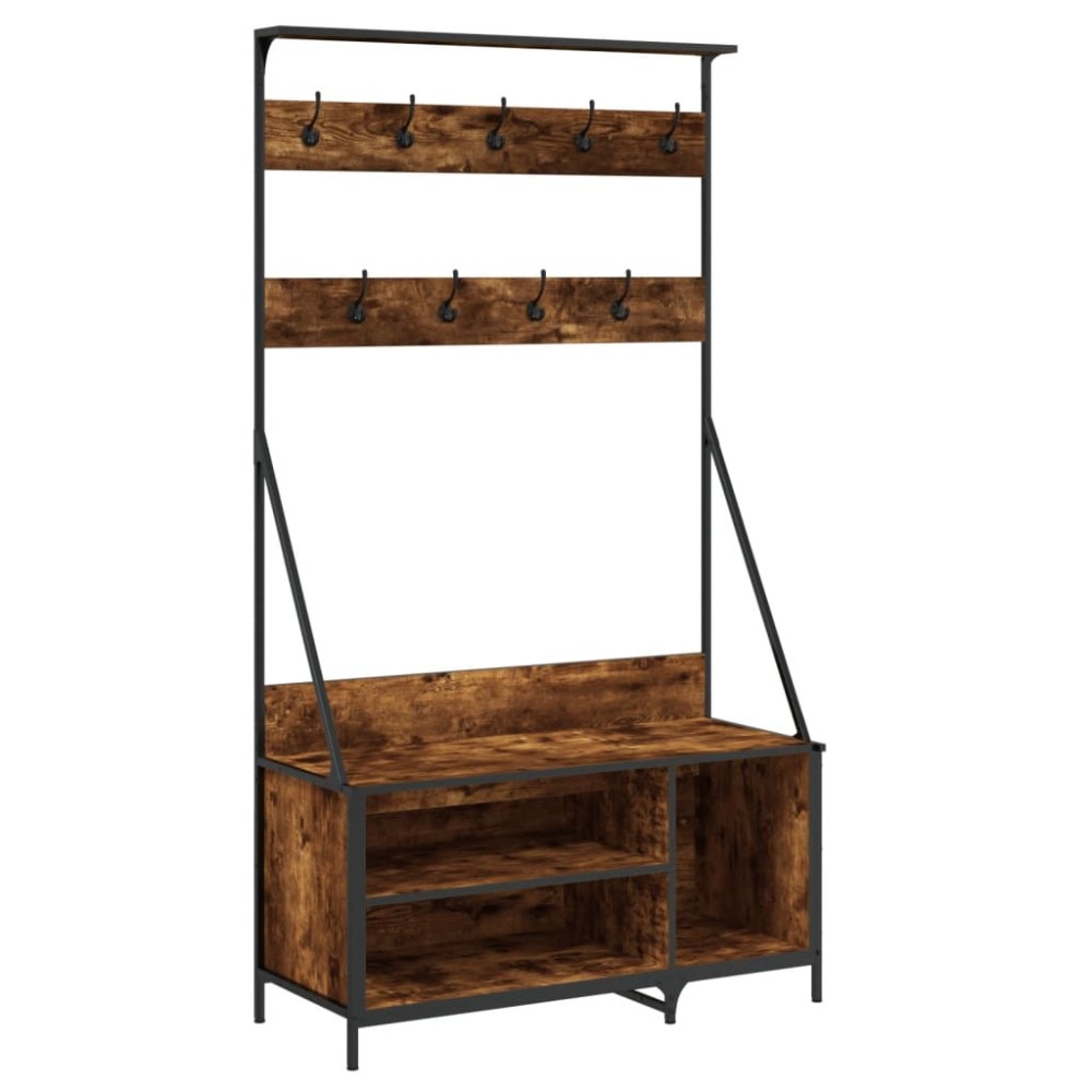 vidaXL Suport de haine cu raft de pantofi stejar fumuriu 100x41x184 cm