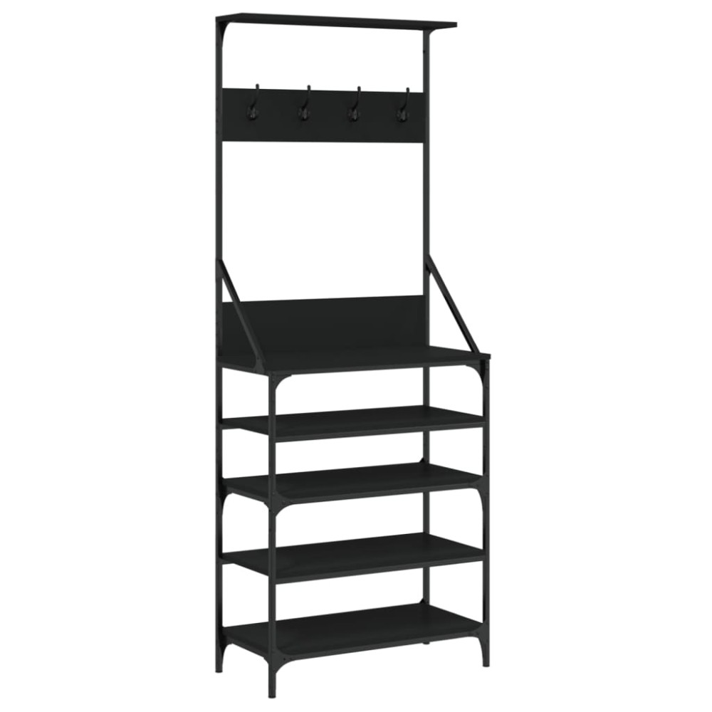 vidaXL Suport de haine cu raft de pantofi, negru, 70x34x184 cm