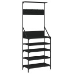 vidaXL Suport de haine cu raft de pantofi, negru, 70x34x184 cm vidaXL Suport de haine cu raft de pantofi, negru, 70x34x184 cm