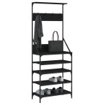 vidaXL Suport de haine cu raft de pantofi, negru, 70x34x184 cm vidaXL Suport de haine cu raft de pantofi, negru, 70x34x184 cm