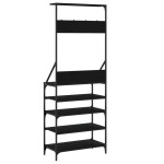 vidaXL Suport de haine cu raft de pantofi, negru, 70x34x184 cm vidaXL Suport de haine cu raft de pantofi, negru, 70x34x184 cm