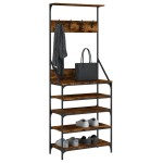vidaXL Suport de haine cu raft de pantofi stejar fumuriu, 70x34x184 cm vidaXL Suport de haine cu raft de pantofi stejar fumuriu, 70x34x184 cm