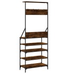 vidaXL Suport de haine cu raft de pantofi stejar fumuriu, 70x34x184 cm vidaXL Suport de haine cu raft de pantofi stejar fumuriu, 70x34x184 cm