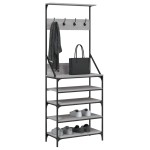 vidaXL Suport de haine cu raft pantofi, sonoma gri, 70x34x184 cm vidaXL Suport de haine cu raft pantofi, sonoma gri, 70x34x184 cm