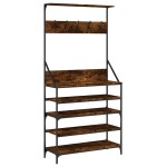 vidaXL Suport de haine cu raft de pantofi stejar fumuriu, 90x34x184 cm vidaXL Suport de haine cu raft de pantofi stejar fumuriu, 90x34x184 cm