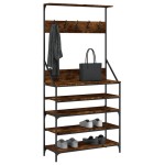 vidaXL Suport de haine cu raft de pantofi stejar fumuriu, 90x34x184 cm vidaXL Suport de haine cu raft de pantofi stejar fumuriu, 90x34x184 cm