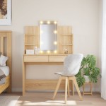 vidaXL Masă de toaletă cu LED-uri, stejar sonoma, 96x40x142 cm vidaXL Masă de toaletă cu LED-uri, stejar sonoma, 96x40x142 cm