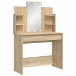 vidaXL Masă de toaletă cu LED-uri, stejar sonoma, 96x40x142 cm vidaXL Masă de toaletă cu LED-uri, stejar sonoma, 96x40x142 cm