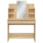 vidaXL Masă de toaletă cu LED-uri, stejar sonoma, 96x40x142 cm vidaXL Masă de toaletă cu LED-uri, stejar sonoma, 96x40x142 cm