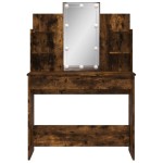 vidaXL Masă de toaletă cu LED-uri, stejar fumuriu, 96x40x142 cm vidaXL Masă de toaletă cu LED-uri, stejar fumuriu, 96x40x142 cm