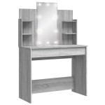 vidaXL Masă de toaletă cu LED-uri, gri sonoma, 96x40x142 cm