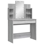vidaXL Masă de toaletă cu LED-uri, gri sonoma, 96x40x142 cm