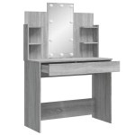 vidaXL Masă de toaletă cu LED-uri, gri sonoma, 96x40x142 cm