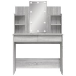 vidaXL Masă de toaletă cu LED-uri, gri sonoma, 96x40x142 cm
