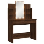 vidaXL Masă de toaletă cu LED-uri, stejar maro, 96x40x142 cm vidaXL Masă de toaletă cu LED-uri, stejar maro, 96x40x142 cm