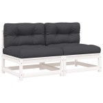 vidaXL Canapele de grădină fără cotiere, cu perne, 2 buc., alb vidaXL Canapele de grădină fără cotiere, cu perne, 2 buc., alb
