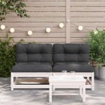 vidaXL Canapele de grădină fără cotiere, cu perne, 2 buc., alb vidaXL Canapele de grădină fără cotiere, cu perne, 2 buc., alb