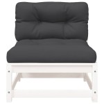 vidaXL Canapele de grădină fără cotiere, cu perne, 2 buc., alb vidaXL Canapele de grădină fără cotiere, cu perne, 2 buc., alb