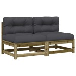 vidaXL Canapele de grădină fără cotiere, cu perne, 2 buc. vidaXL Canapele de grădină fără cotiere, cu perne, 2 buc.