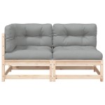 vidaXL Canapea de grădină cu 2 locuri, cu perne, lemn masiv pin