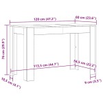 vidaXL Masă de bucătărie, stejar fumuriu, 120x60x76 cm, lemn prelucrat vidaXL Masă de bucătărie, stejar fumuriu, 120x60x76 cm, lemn prelucrat
