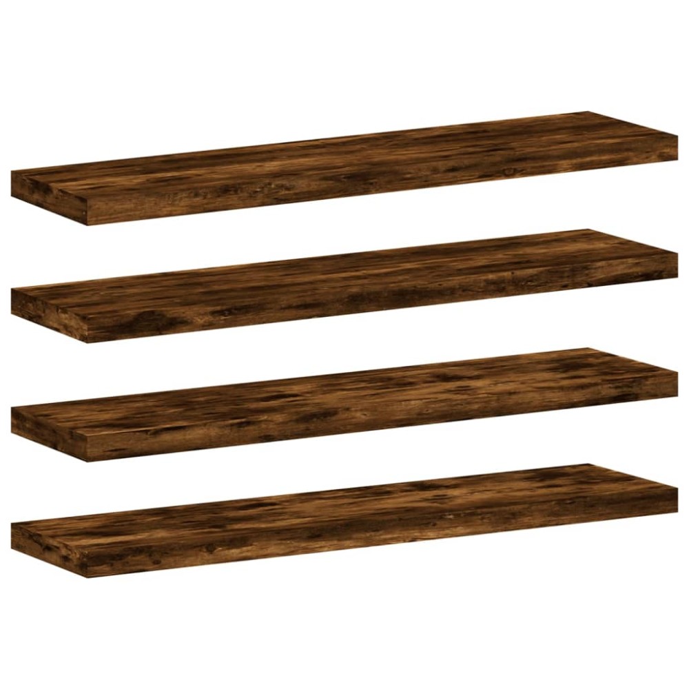 vidaXL Rafturi perete 4 buc. stejar fumuriu 40x10x1,5 cm lemn compozit