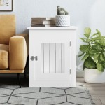 vidaXL Ladă pentru câini, alb, 55x75x65 cm, lemn prelucrat vidaXL Ladă pentru câini, alb, 55x75x65 cm, lemn prelucrat