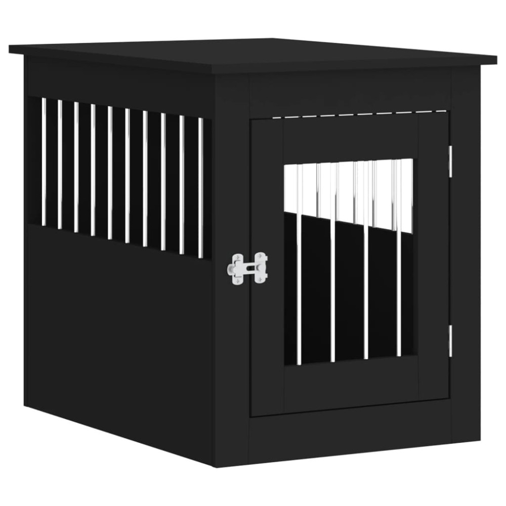vidaXL Ladă pentru câini, negru, 55x75x65 cm, lemn compozit