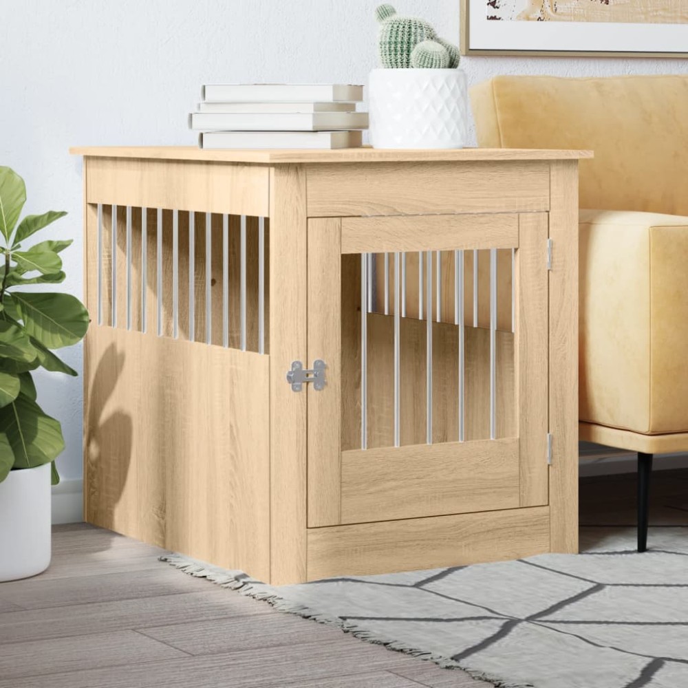 vidaXL Ladă pentru câini, stejar sonoma, 64,5x80x71 cm, lemn compozit