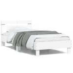 vidaXL Cadru de pat cu tăblie, alb, 100x200 cm, lemn prelucrat