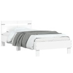 vidaXL Cadru de pat cu tăblie, alb, 100x200 cm, lemn prelucrat