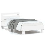 vidaXL Cadru de pat cu tăblie, alb, 90x200 cm, lemn prelucrat vidaXL Cadru de pat cu tăblie, alb, 90x200 cm, lemn prelucrat